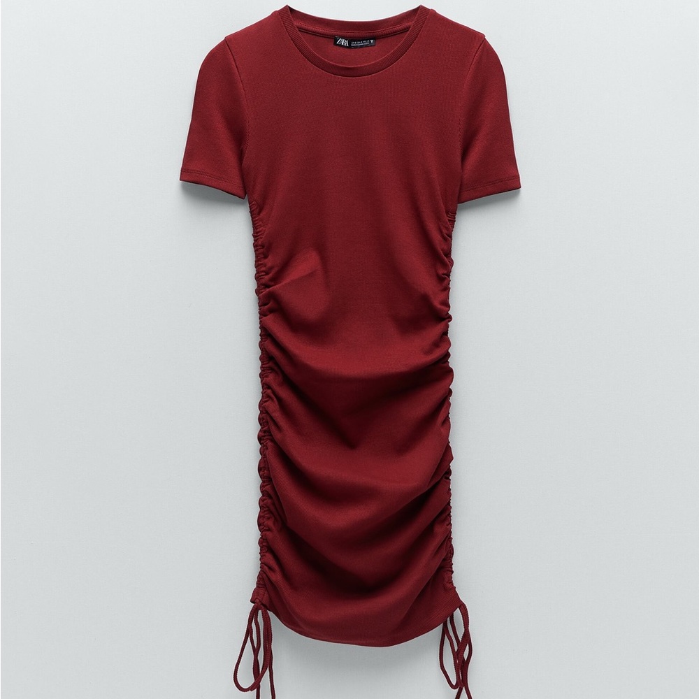 Zara Ruched Ribbed Dress